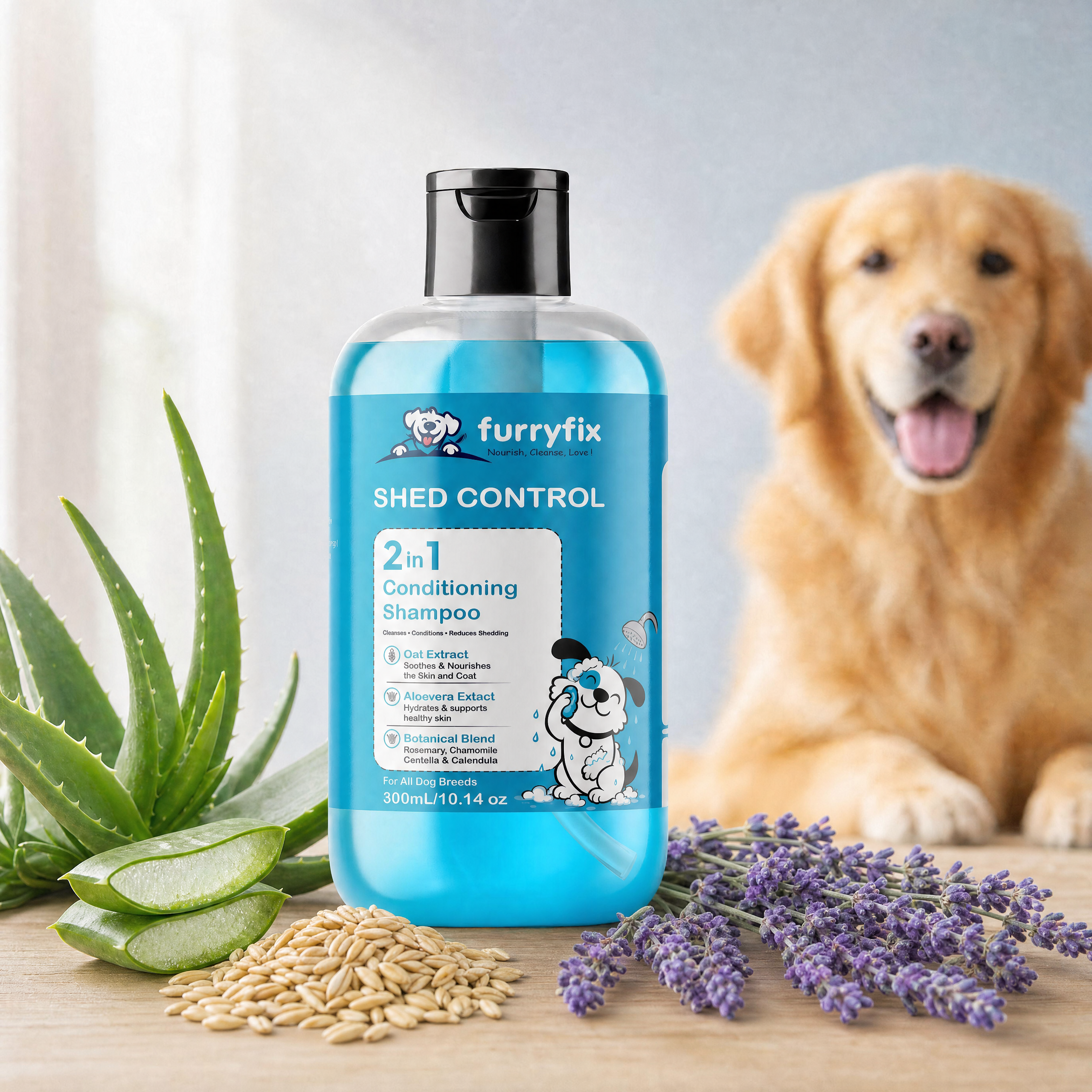 FurryFix Shed Control 2-in-1 Conditioning Shampoo, 300 mL